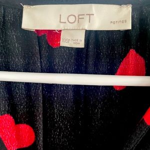 Loft Black dress with red hearts. XXS